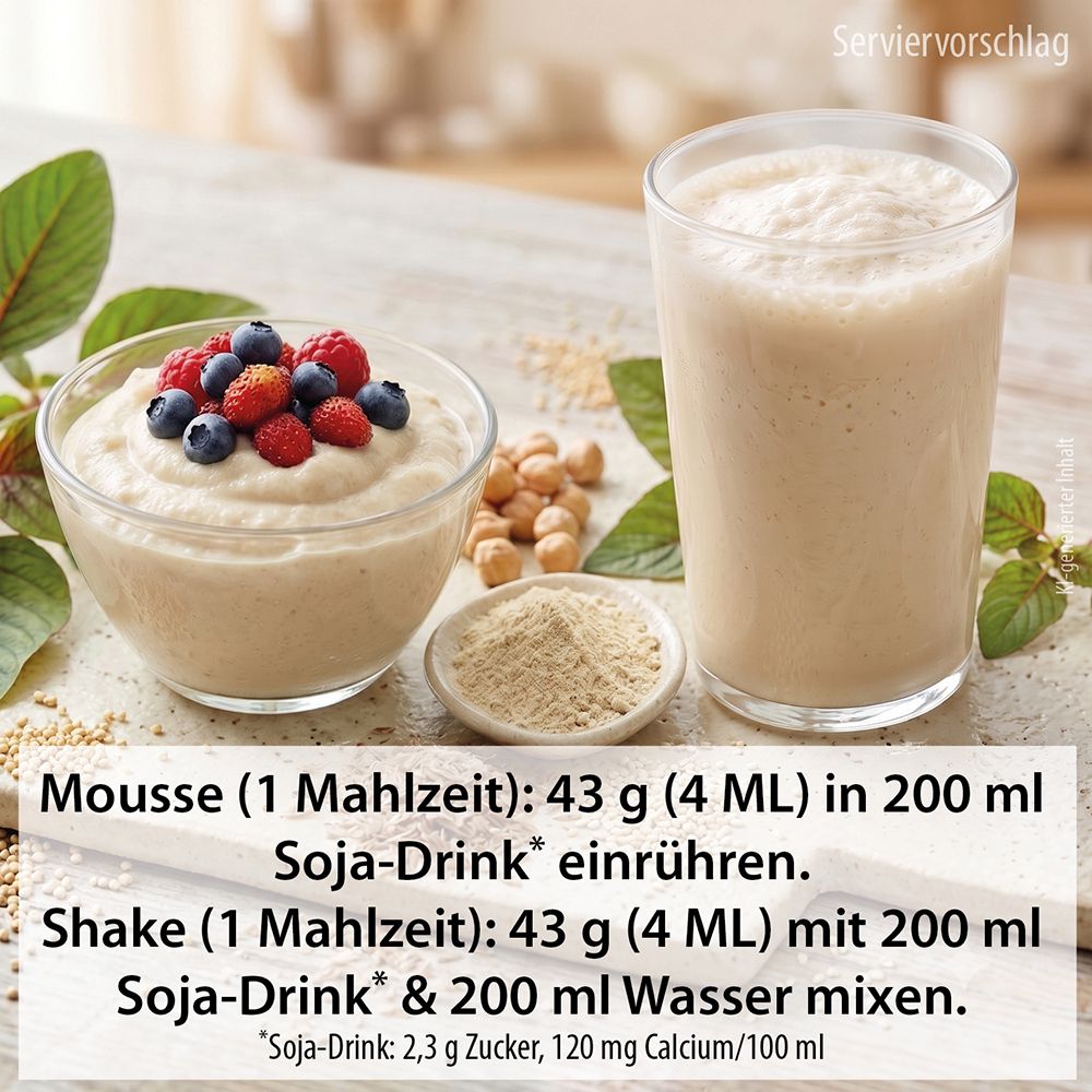 Soja-Shake und Mousse mit Beeren und Nüssen, Zubereitungshinweise.