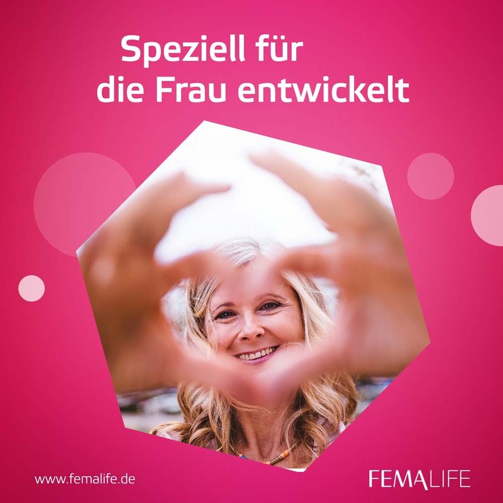 Frau formt mit Händen Herz. Text: Speziell für die Frau entwickelt.