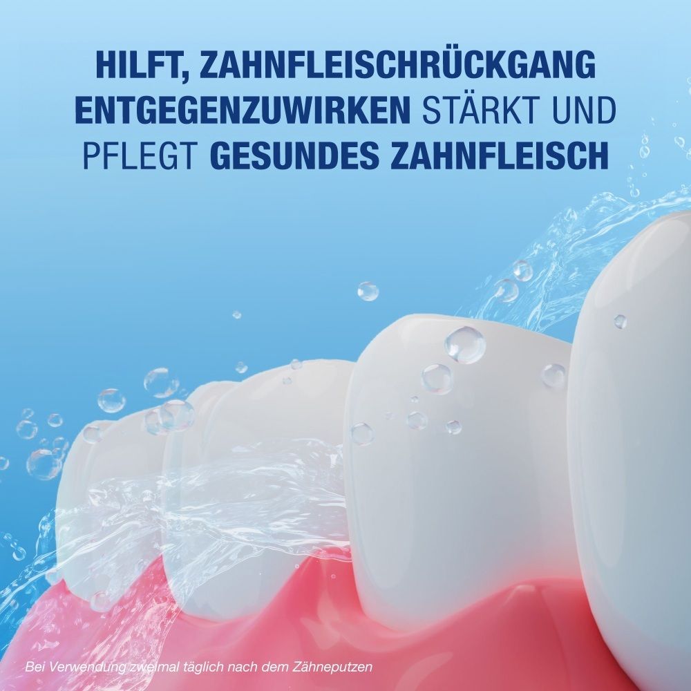 Le bain de bouche CB12 aide à prévenir la récession gingivale et prend soin des gencives saines.