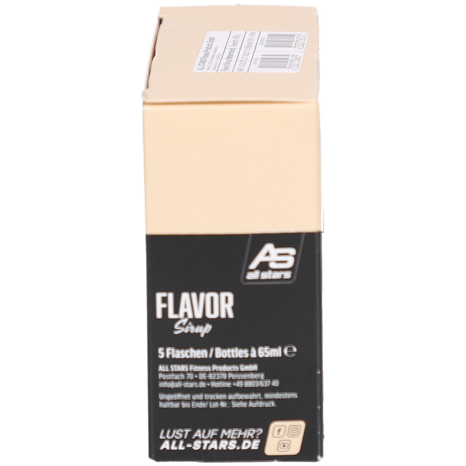 Emballage produit avec 5 bouteilles de sirop Flavor. Carton avec logo, informations et texte.