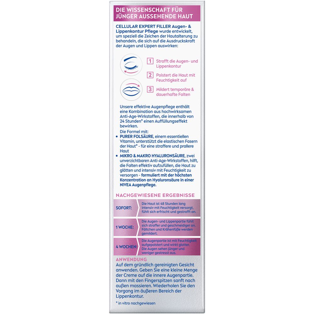 Rückseite der Faltschachtel mit Produktinformationen und Anwendungshinweisen.