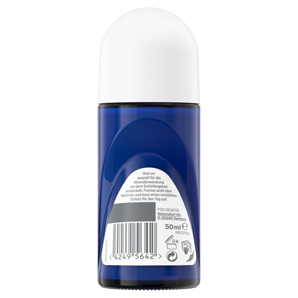 Arrière du déodorant roll-on Hidrofugal Forte Über Nacht avec code-barres et indication 50ml.