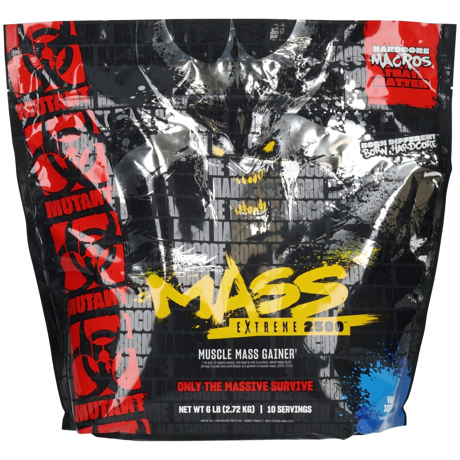 Mutant Mass Extreme 2500 Muskelmasse-Gainer, 6 Pfund Beutel, Vanilla Ice Cream.