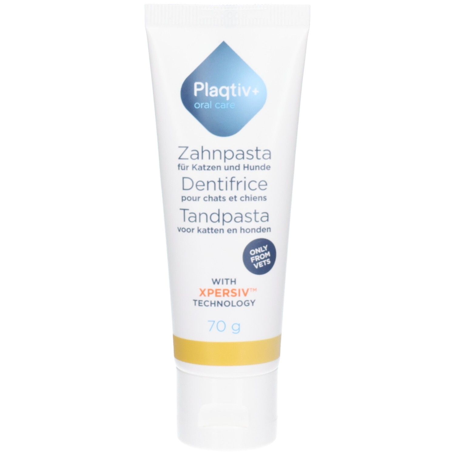 Plaqtiv+ Zahnpasta Tube für Katzen und Hunde, 70g, mit Xpersiv Technologie.