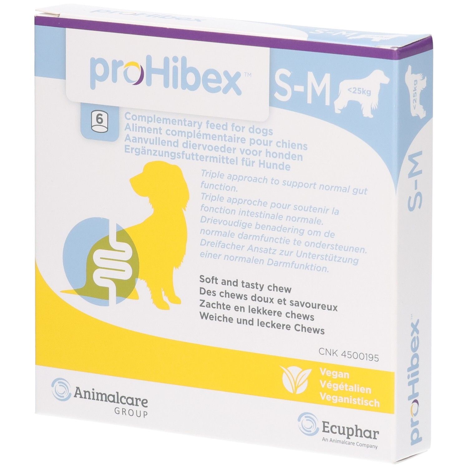 proHibex S-M Kautabletten für Hunde zur Unterstützung der Darmfunktion.