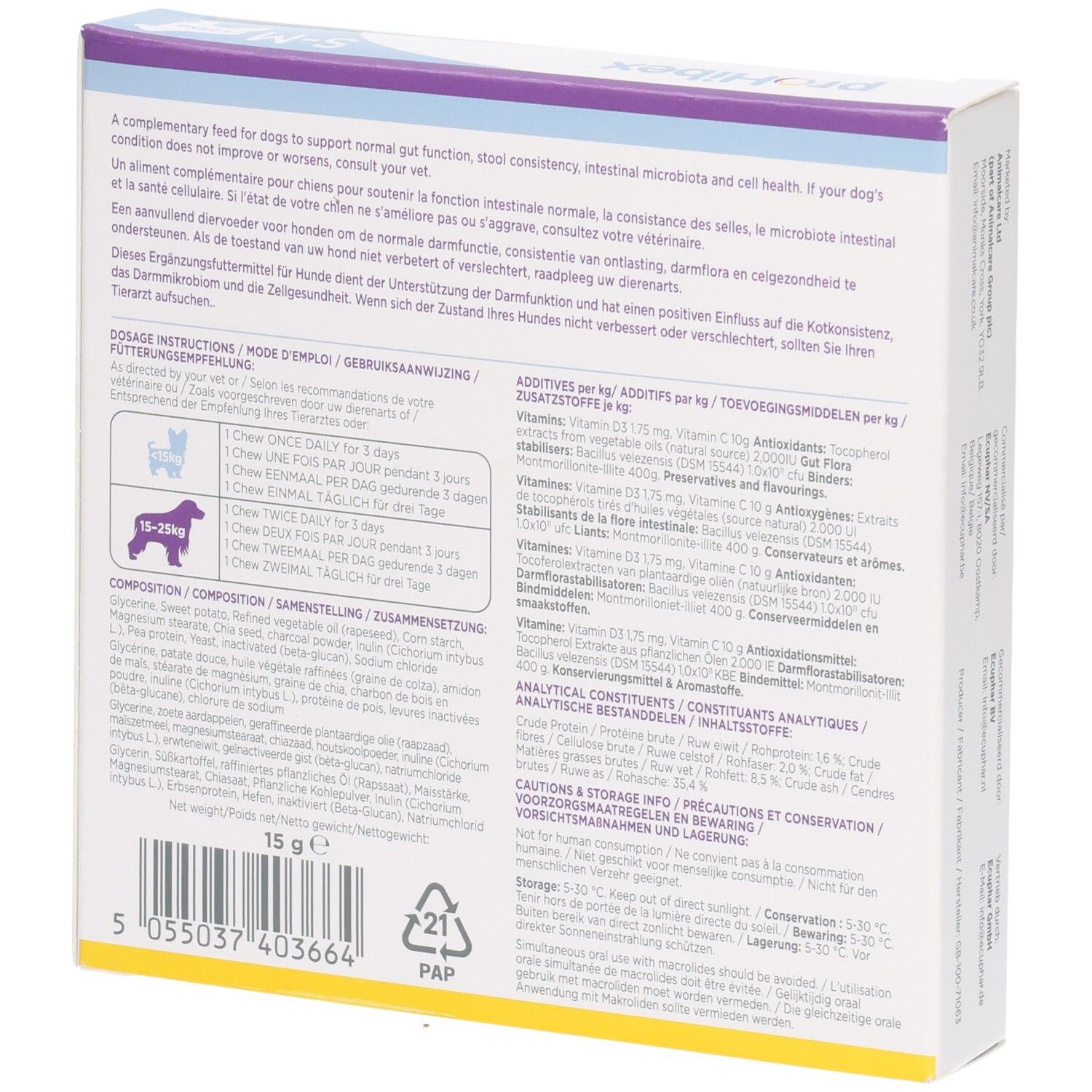proHibex S-M Ergänzungsfuttermittel für Hunde, 15g.