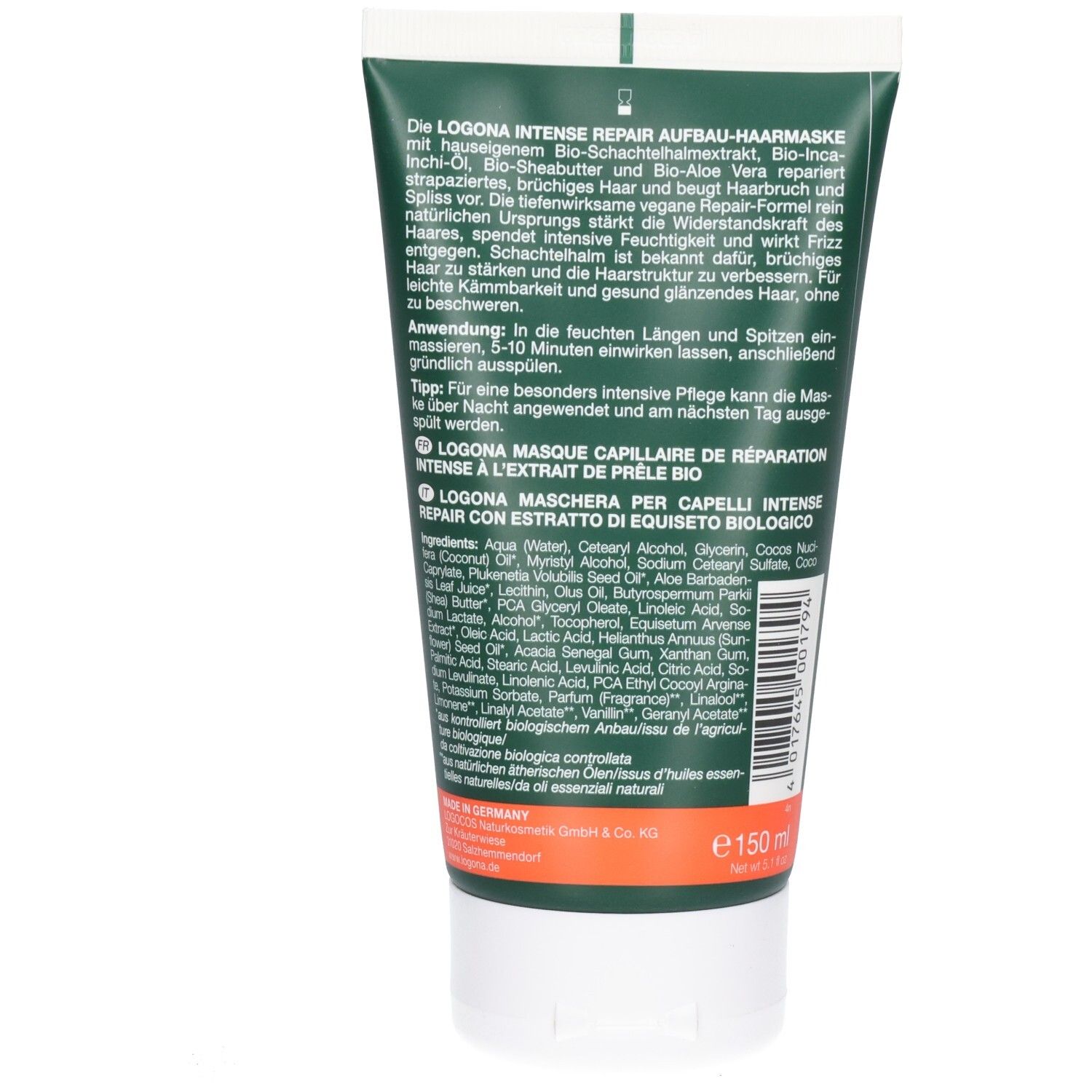 Grüne Tube mit weißem Aufdruck, 150ml Haarkur.