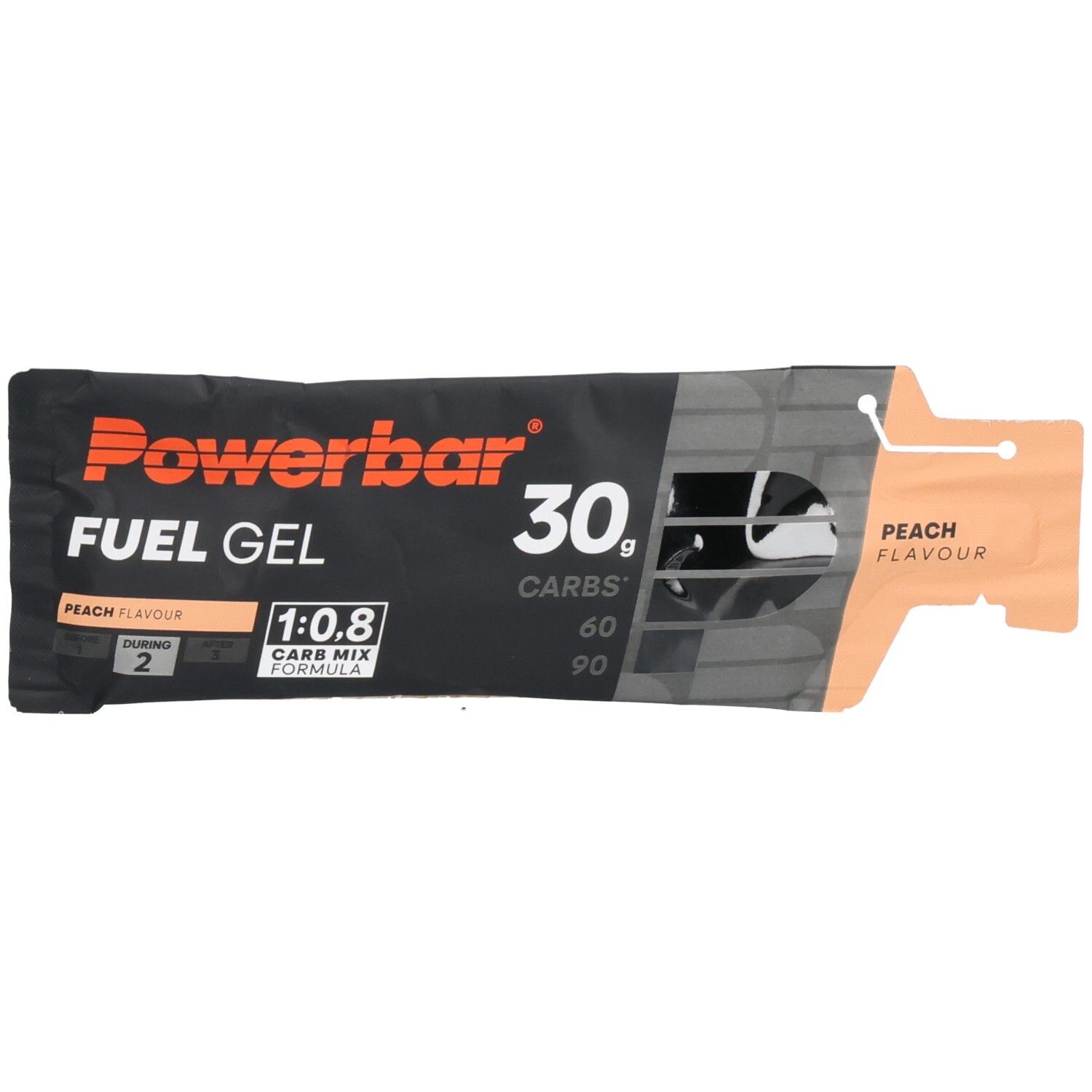 Powerbar Fuel Gel, Pfirsichgeschmack, 30g Kohlenhydrate, 1:0.8 Kohlenhydratmischformel.