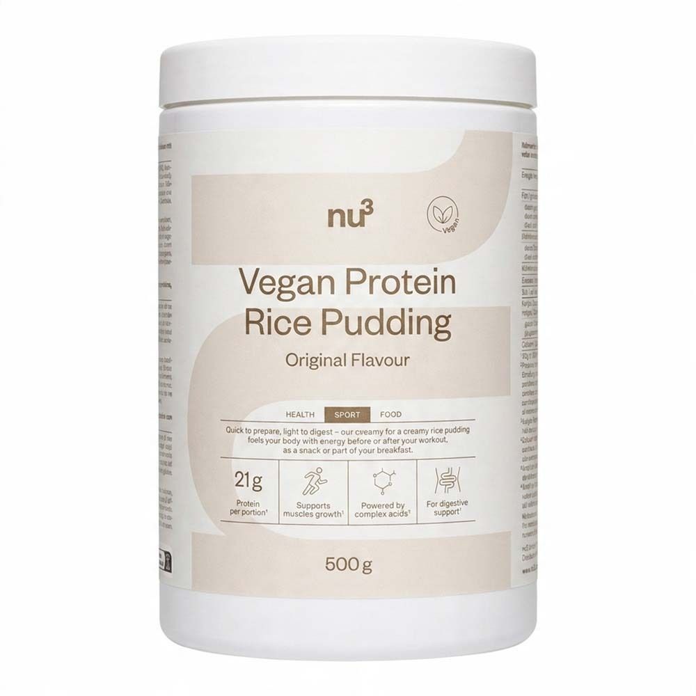 nu3 Vegan Protein Rice Pudding, 500g Dose, Original Geschmack.