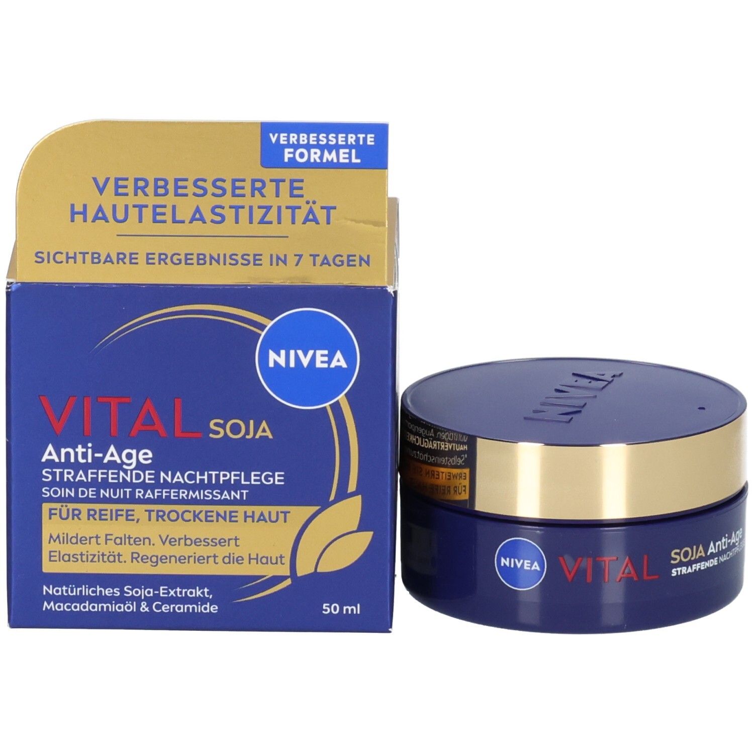 NIVEA VITAL SOJA Anti-Age Straffende Nachtpflege Verpackung.