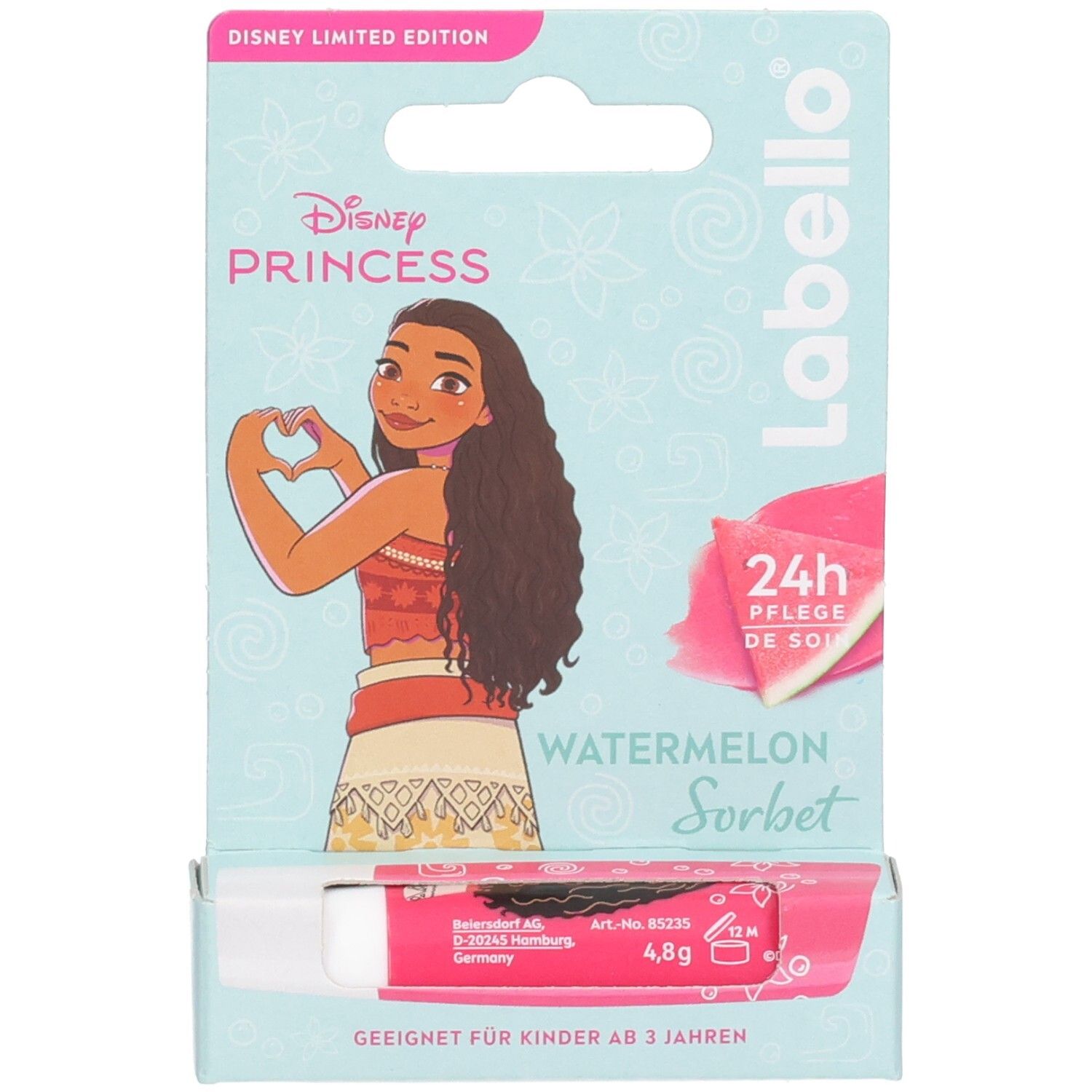 Labello Watermelon Sorbet Disney Limited Edition mit Vaiana. 24h Pflege.