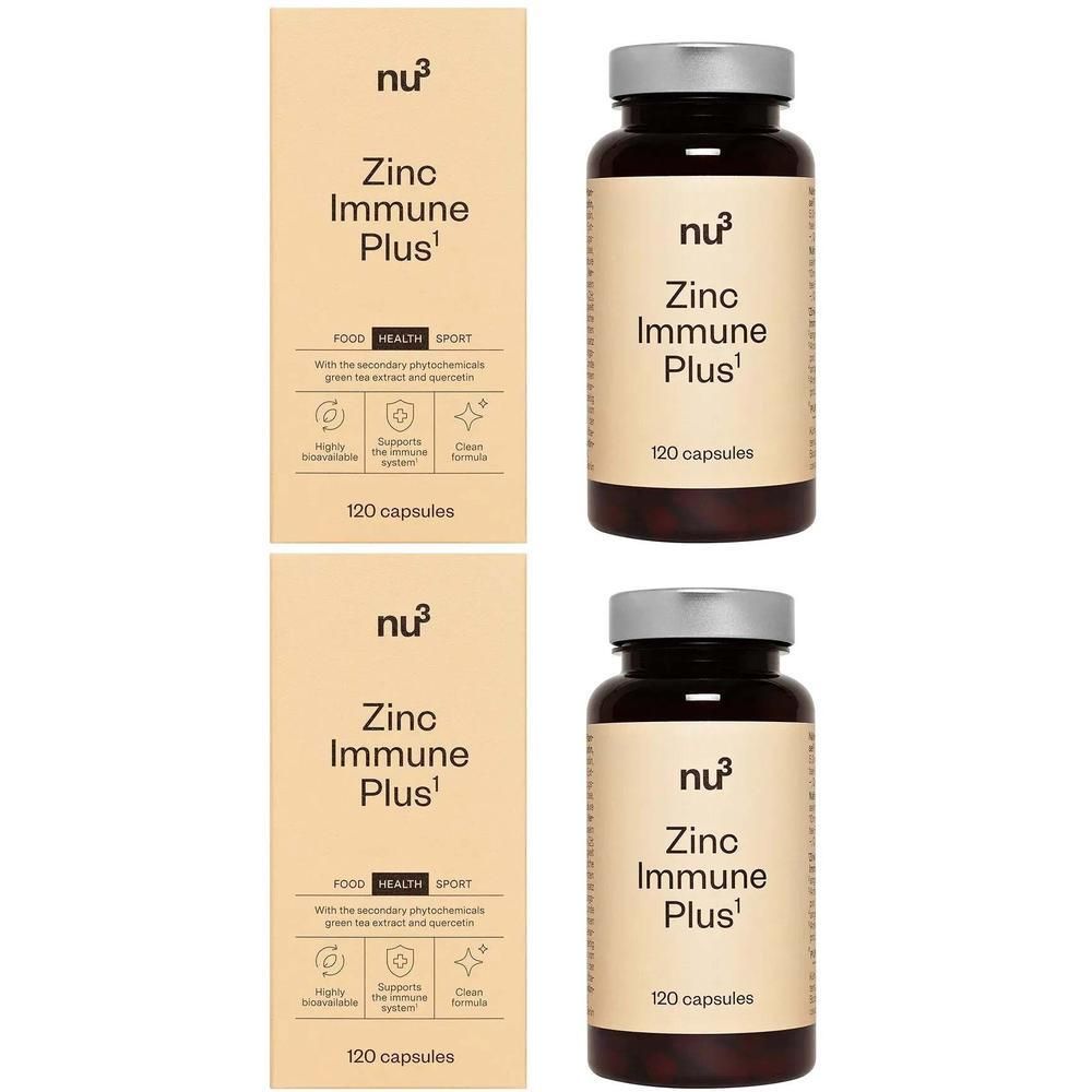 Zwei Packungen Nu3 Zink Immune Plus Kapseln.