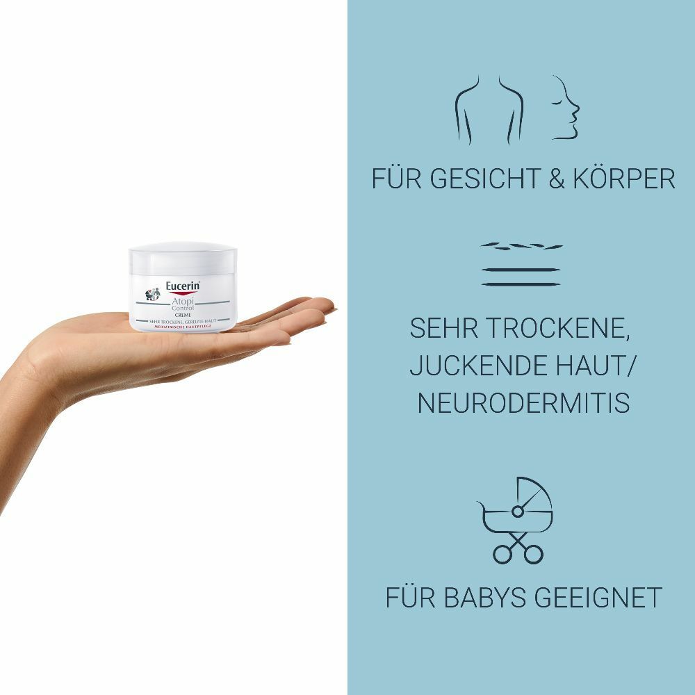 Eucerin® AtopiControl Creme – Reichhaltige Hautpflege für trockene, gereizte Haut & bei Neurodermitis