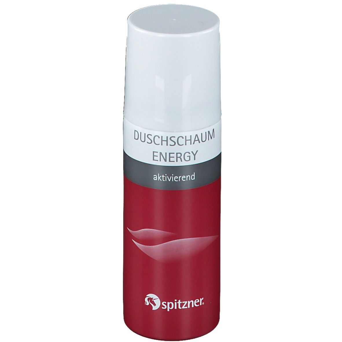 Duschschaum Energy, rot-weiß, mit Schriftzug und Logo. Aktivierend.