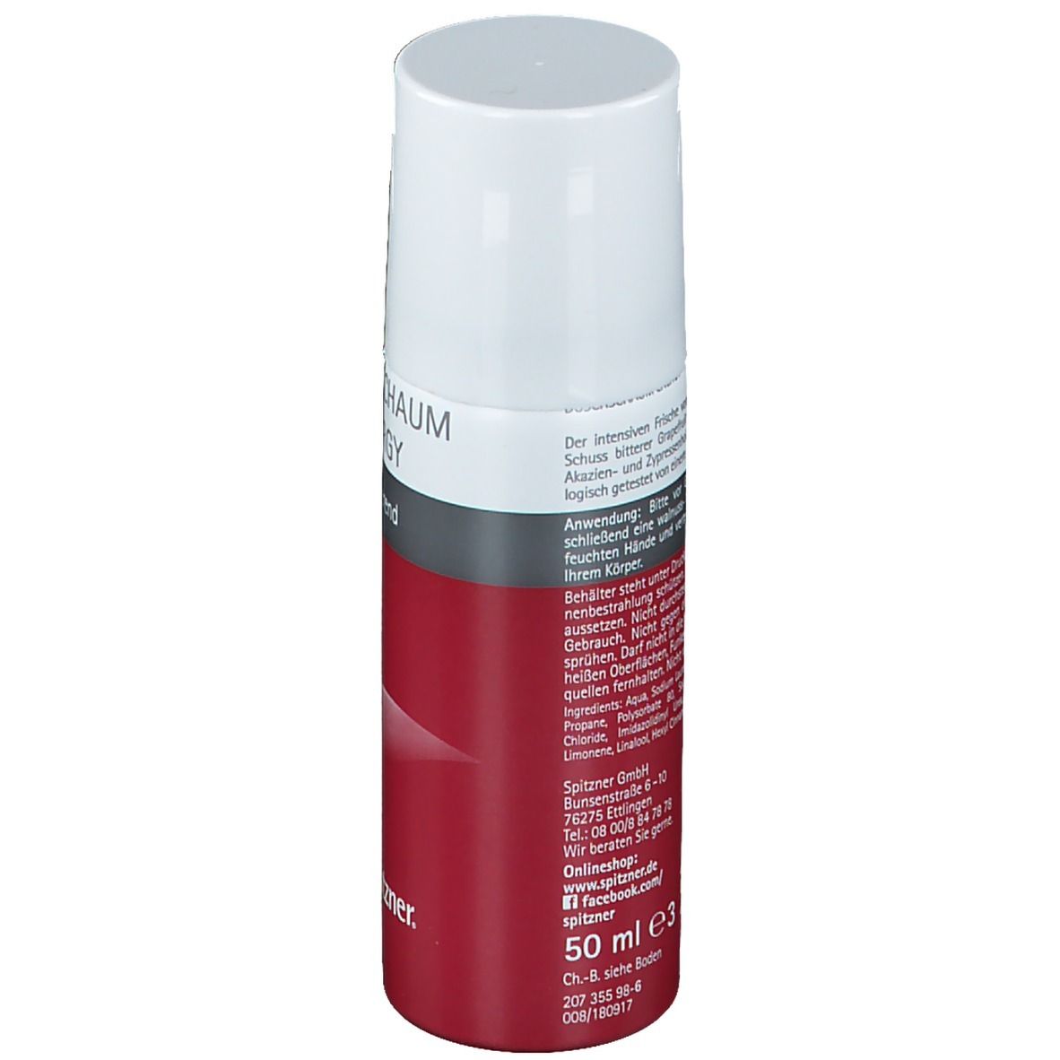 Duschschaum Energy, rote Flasche mit weißem Deckel. Text und Logo sichtbar.