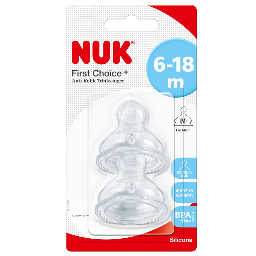 NUK First Choice Plus Tétine en silicone pour lait maternel, 6-18 mois