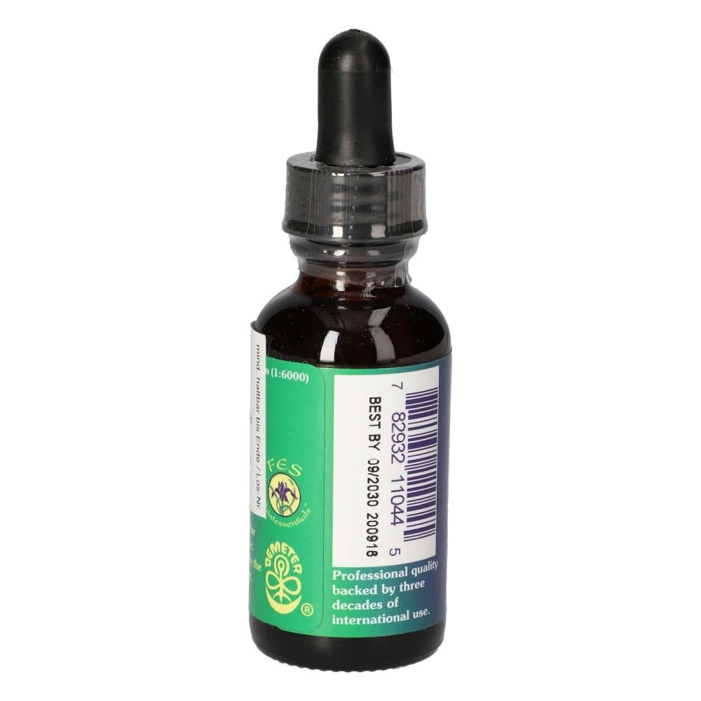 Flasche mit grünem Etikett. Text: F.E.S. Demeter. Best before 08/2030. Barcode. Professional quality backed by three decades of international use.