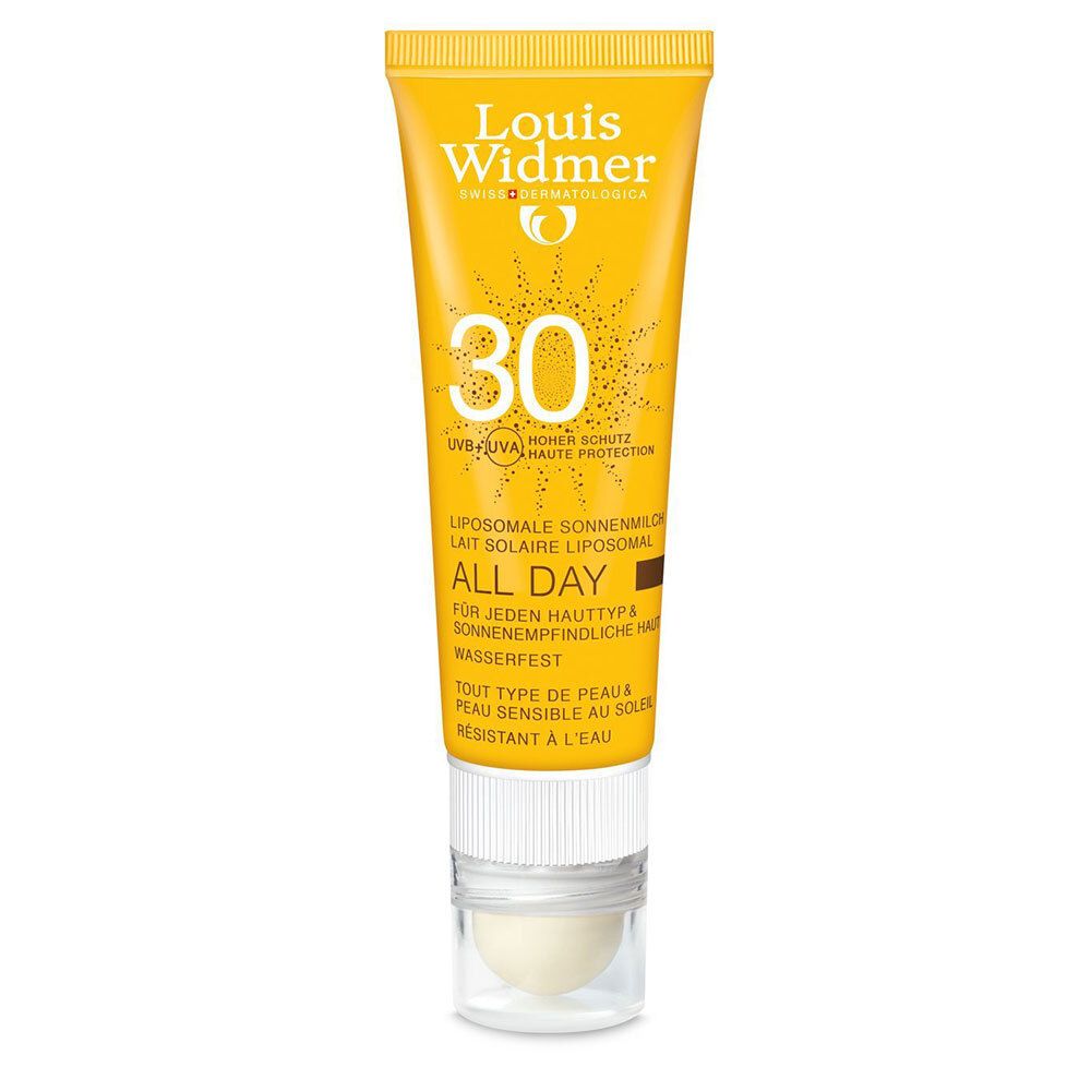 Louis Widmer All Day 30 Lait légèrement parfumé + Stick à lèvres UV 30