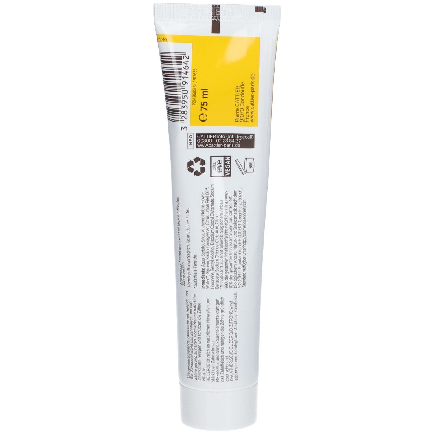 CATTIER Zahncreme mit Heilerde - Zitrone