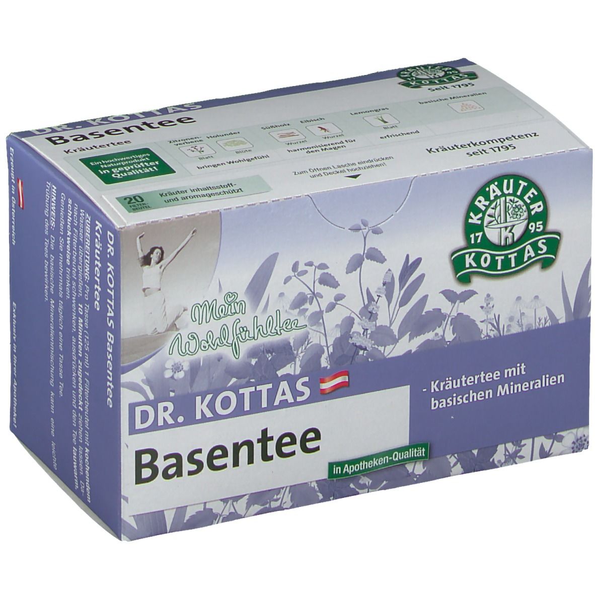 DR. KOTTAS Basentee Kräutertee mit basischen Mineralien, 20 Beutel.
