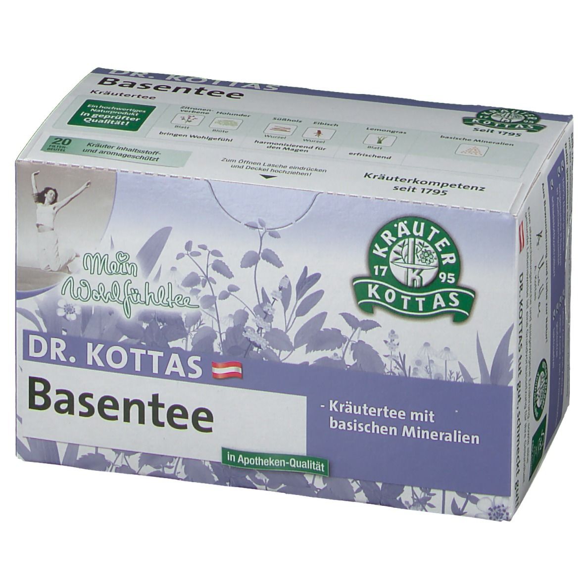 DR. KOTTAS Basentee Kräutertee mit basischen Mineralien, 20 Beutel.