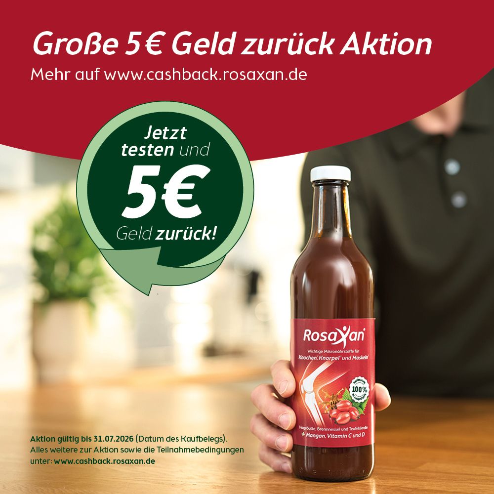 Bouteille et gobelet. Texte : 100% ingrédients végétaux naturels. Fabriqué en Allemagne. Informations sur le produit.