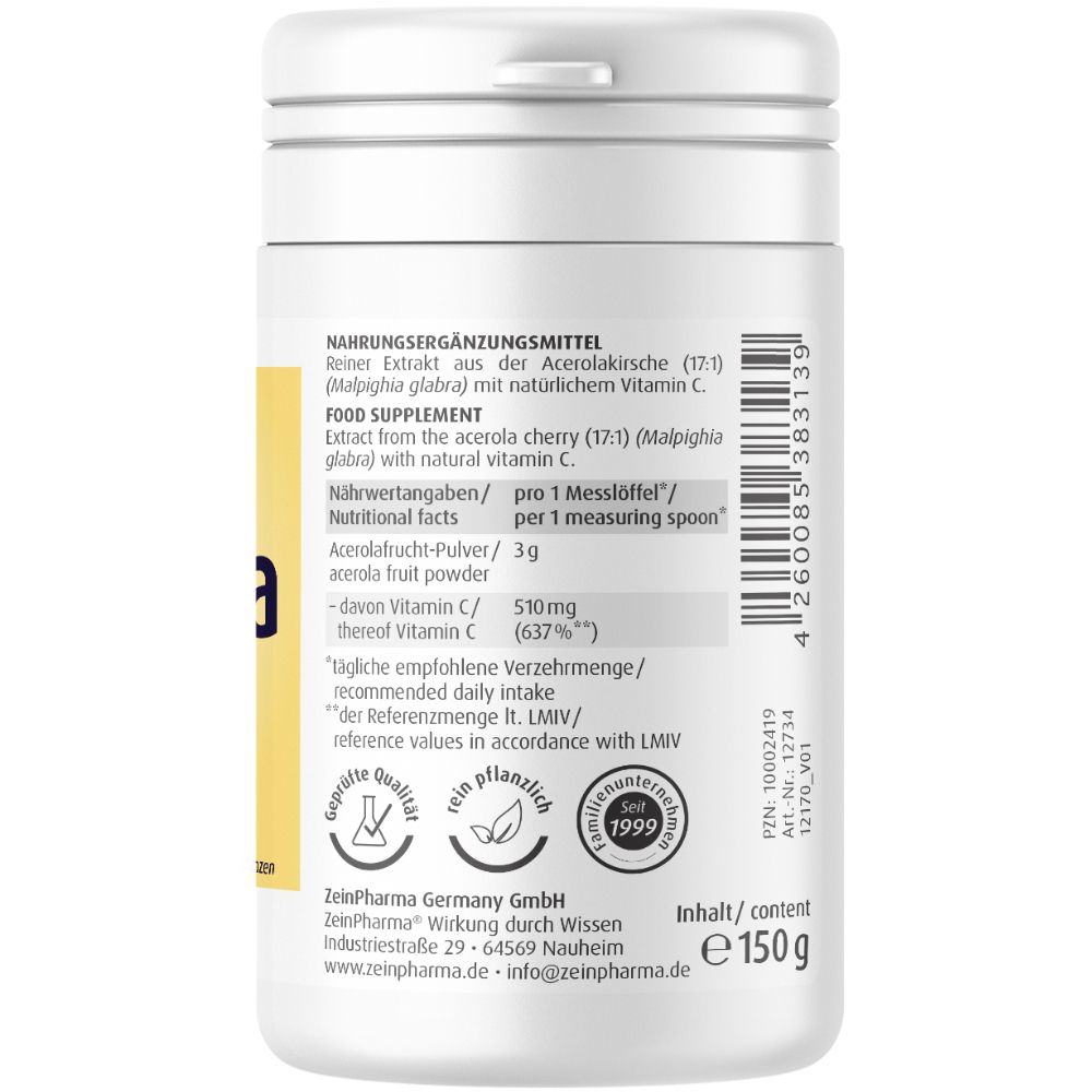 Poudre d'acérola avec vitamine C ZeinPharma