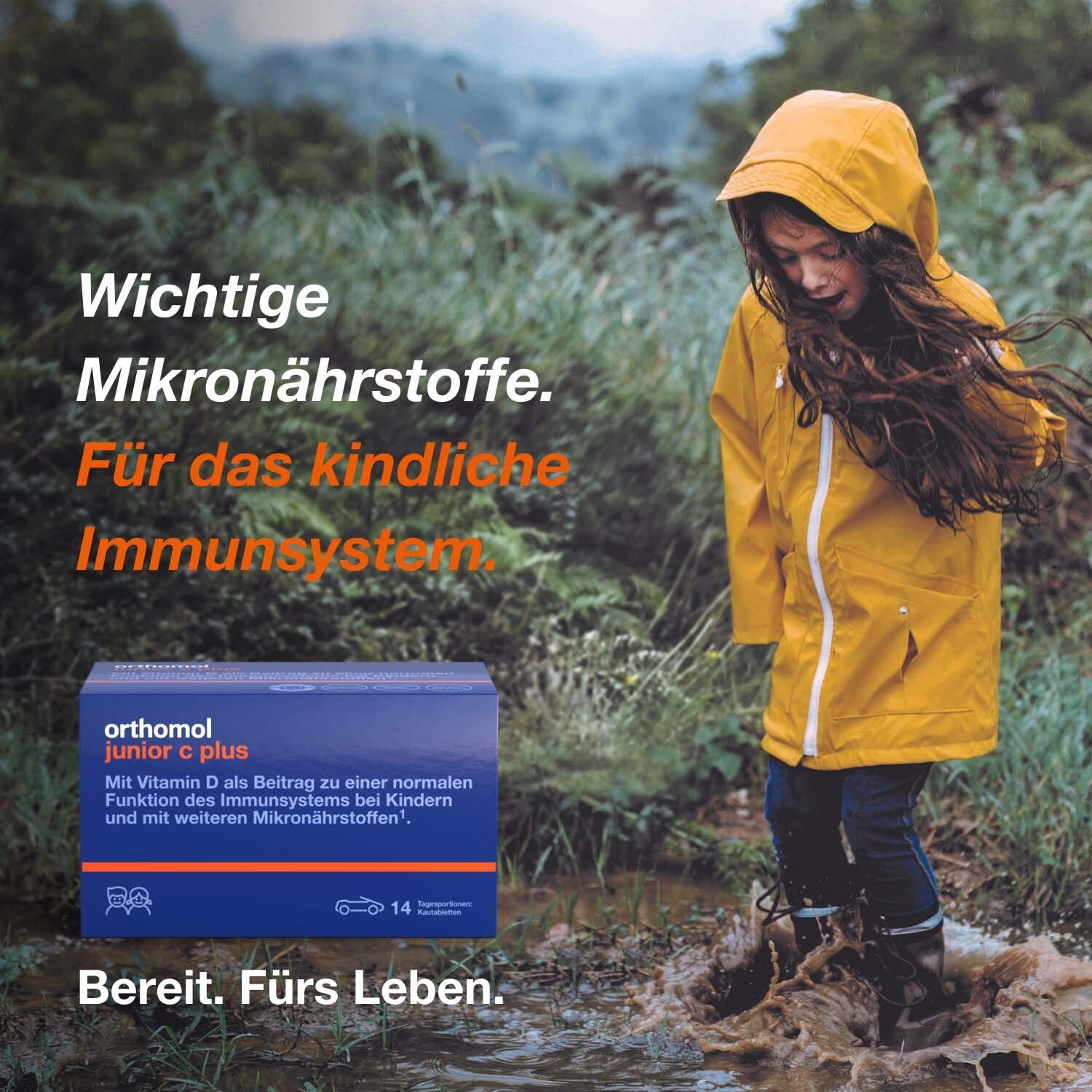 Orthomol junior C plus - mit Vitamin C als Beitrag zu einer normalen Funktion des Immunsystems - Waldfrucht und Mand./Orange - Kautabletten