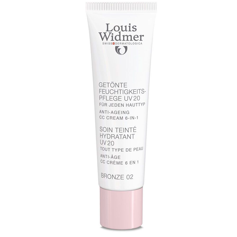 Creme-Tube mit Aufschrift Louis Widmer. Getönte Feuchtigkeitspflege UV 20, Bronze 02.