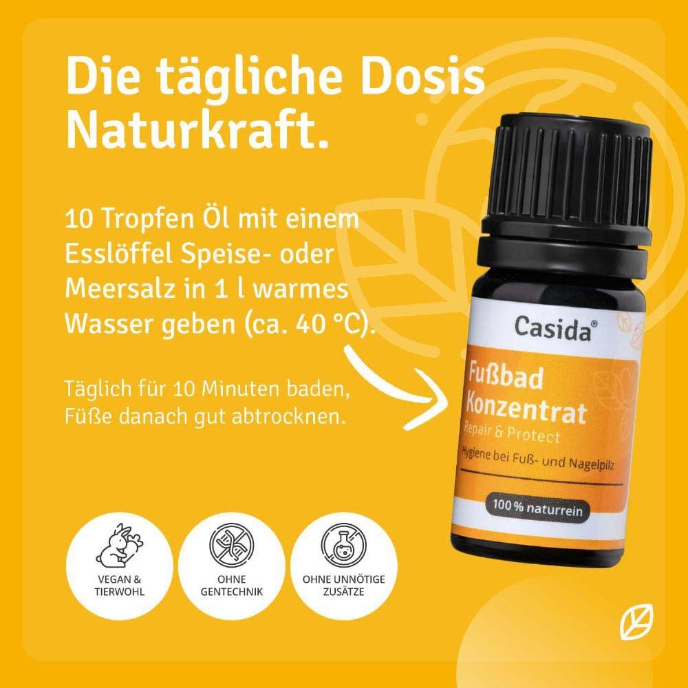 Produktflasche mit Text: 'Die tägliche Dosis Naturkraft'. Anwendungshinweis: 10 Tropfen Öl in Wasser geben. Vegan & tierwohl.