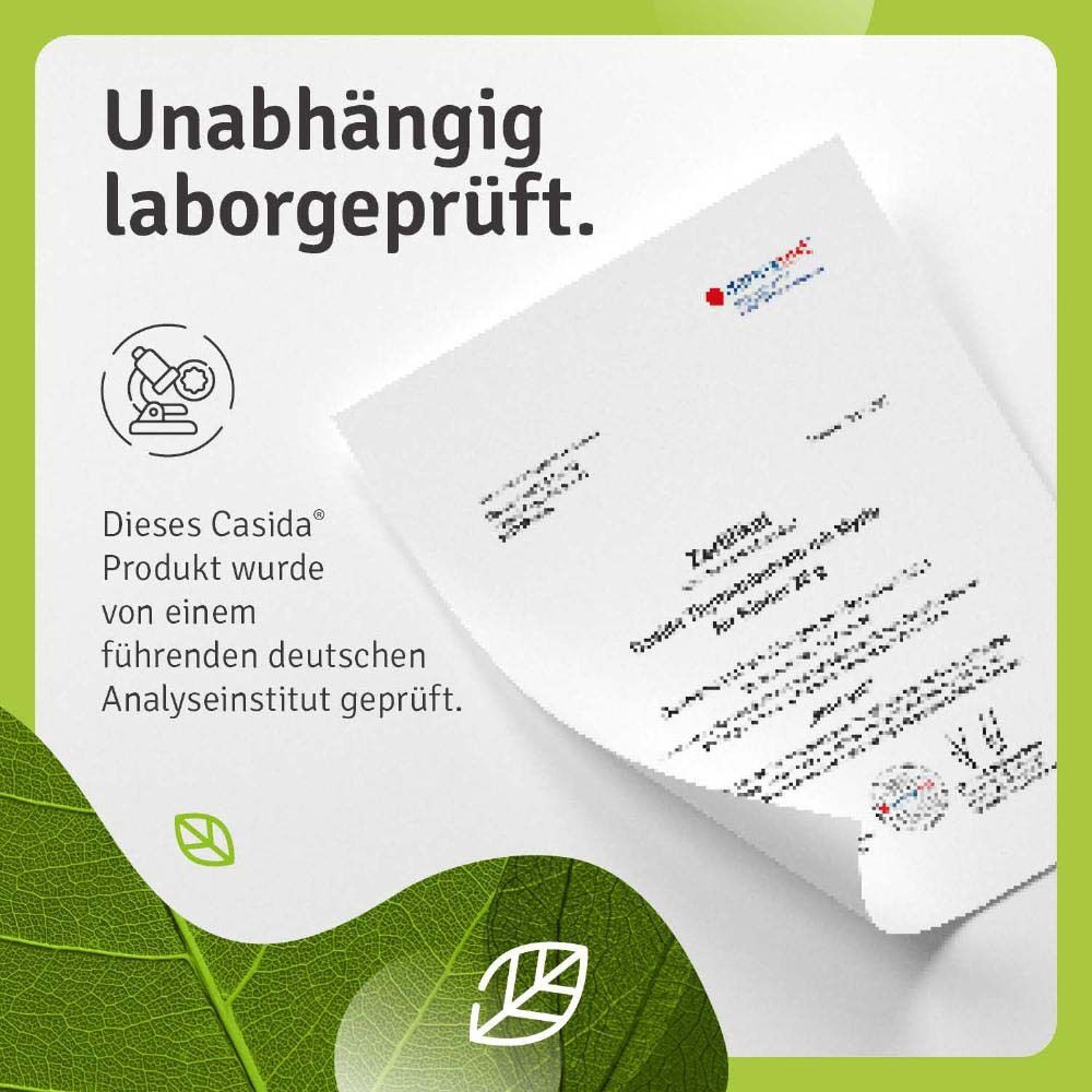 Certificat. Le produit Casida a été testé par un institut d'analyse allemand de premier plan.