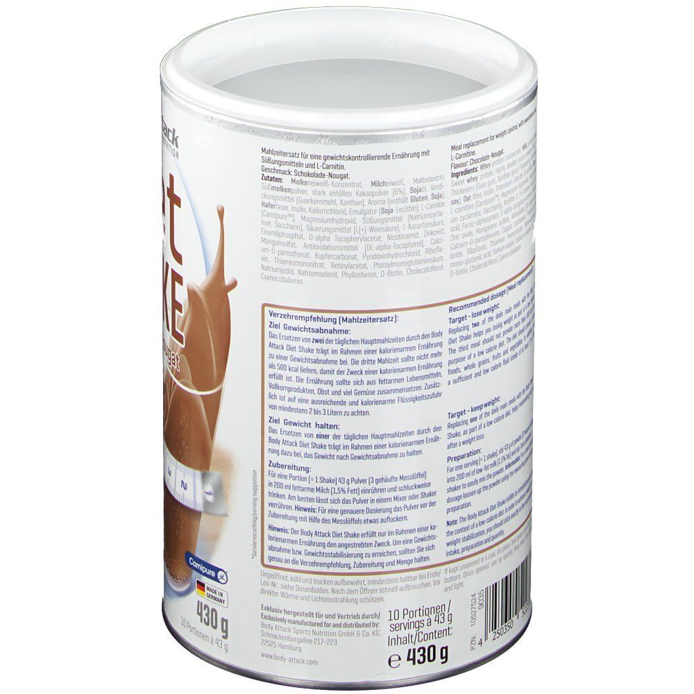 Body Attack Diät Shake Schokolade-Nougat