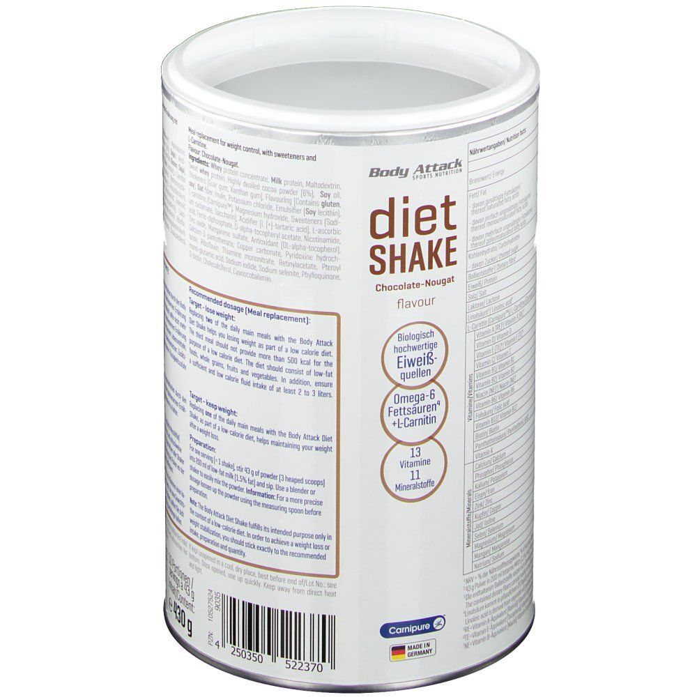 Body Attack Diät Shake Schokolade-Nougat