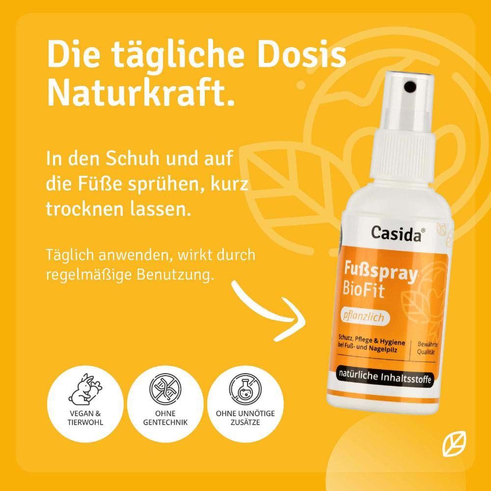 Fond orange avec texte et icônes. Texte : La dose quotidienne de force naturelle. Vegan & Bien-être animal, Sans génie génétique, Sans additifs inutiles.