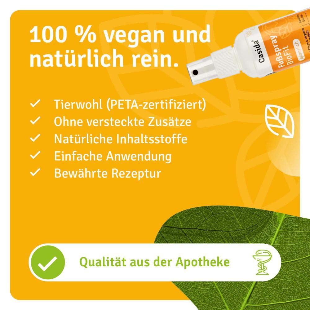 Fond orange avec texte et icônes. Texte : 100 % végétalien et naturellement pur. Bien-être animal (certifié PETA), Application facile, Recette éprouvée.