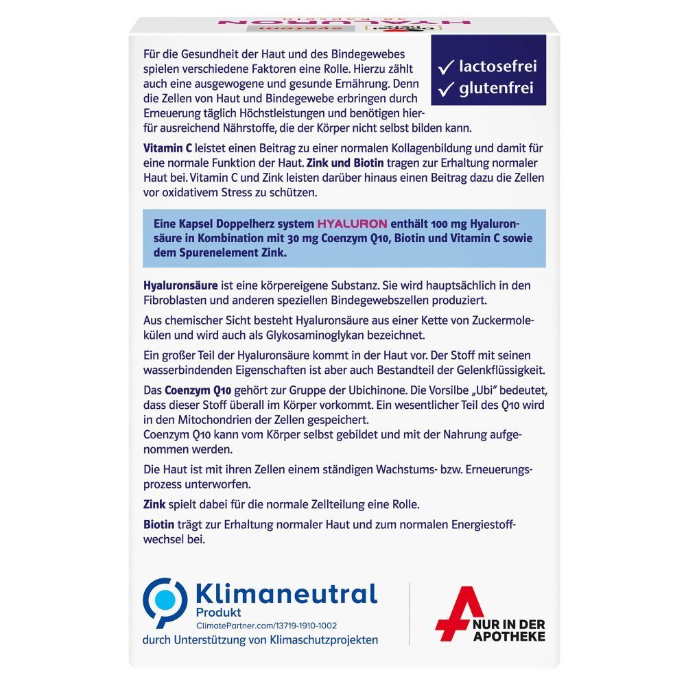 Doppelherz® system HYALURON + Q10 + Vitamin C+Zink + Biotin