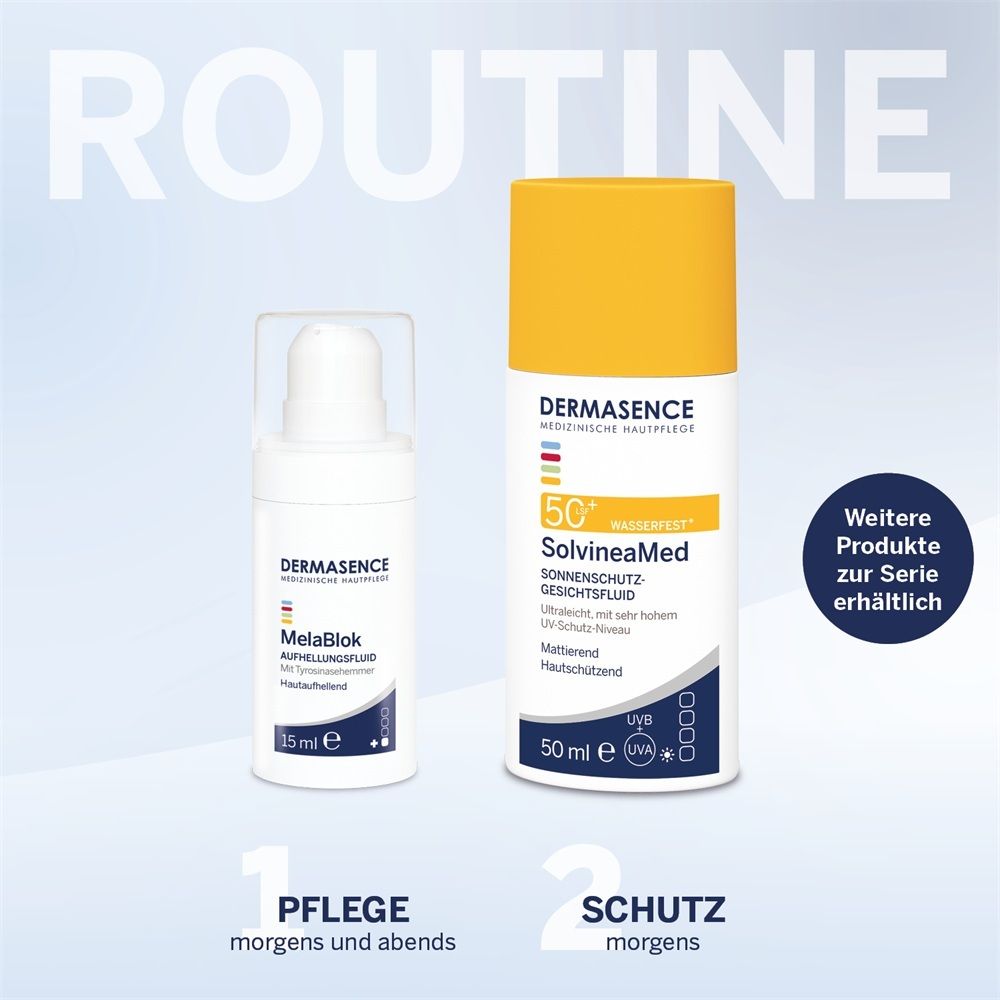 Dermasence "Gesunde Haut mit System" Slogan.