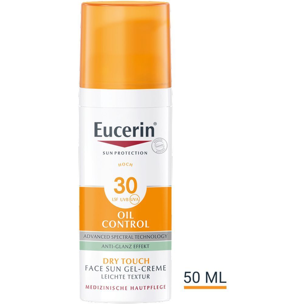 Eucerin® Oil Control Face Sun Gel-Creme LSF 30 – hoher Sonnenschutz mit 8 Stunden Anti-Glanz Effekt, auch für zu Akne neigende Haut