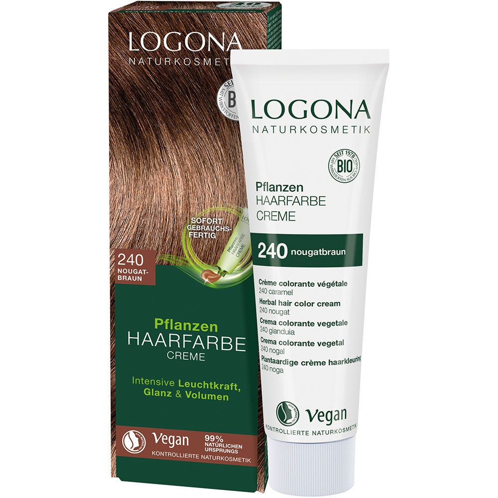 LOGONA Cosmétique naturelle Colorant végétal pour cheveux crème 240 brun nougat