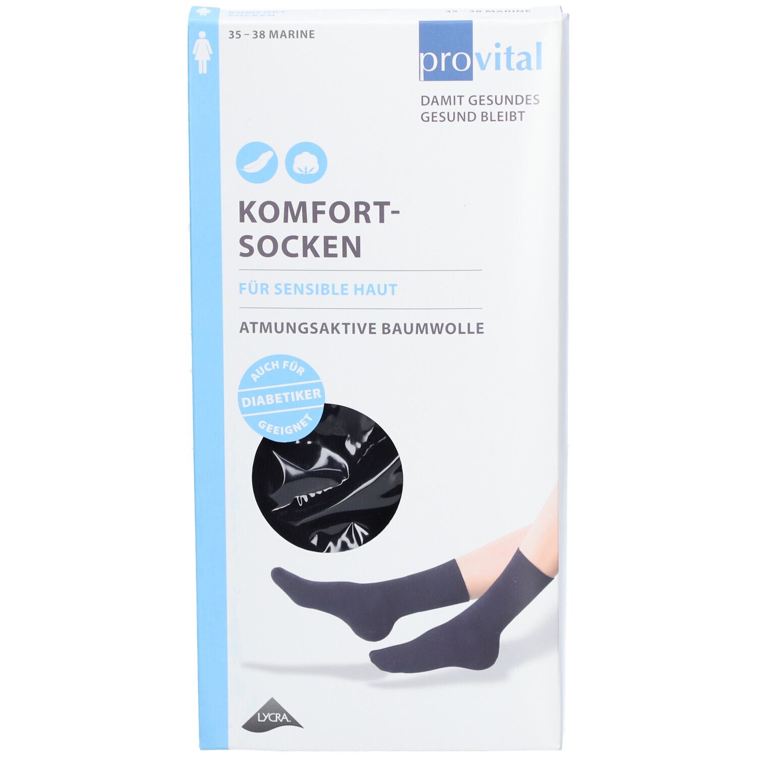 PROVITAL Chaussettes de confort pour femmes Taille 35-38 marine