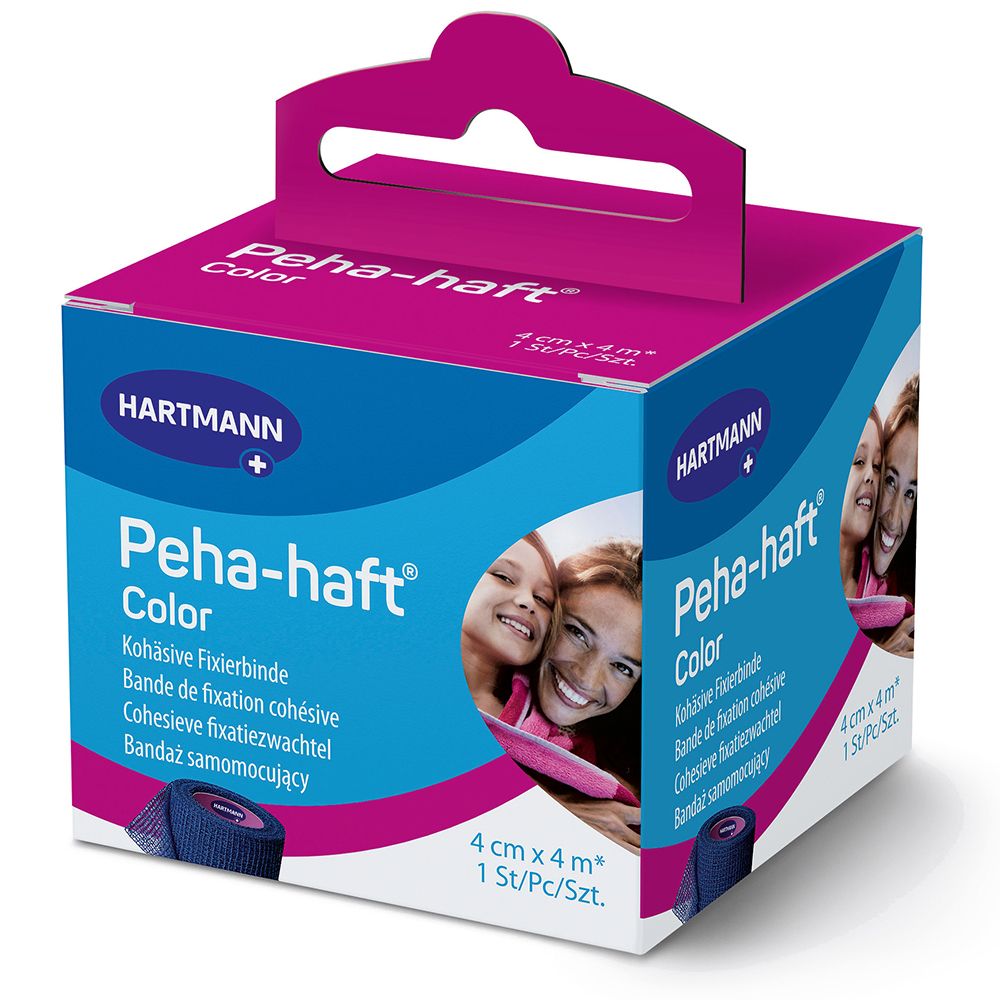 Peha-haft® Color bandage de fixation sans latex bleu 4 cm x 4 m