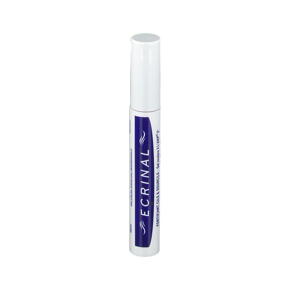 ECRINAL® Wimpern Aufbau-Gel. Weiße Tube mit blauem Streifen und Schriftzug. Deckel. Produkt für Wimpern und Augenbrauen.