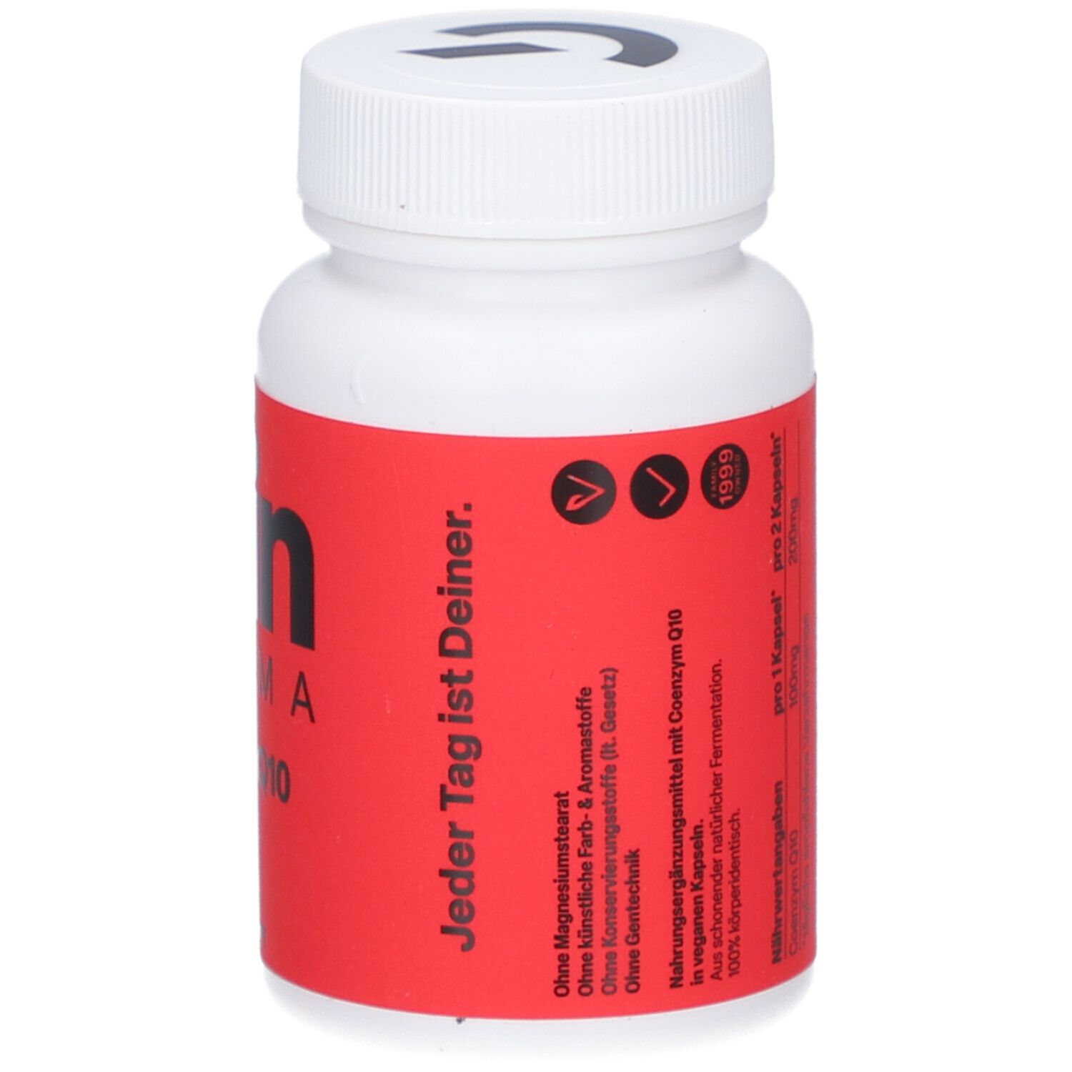 Weiße Flasche mit rotem Etikett. Aufschrift: Zein Pharma. Text: Jeder Tag ist Deiner. Ohne Zusatzstoffe.