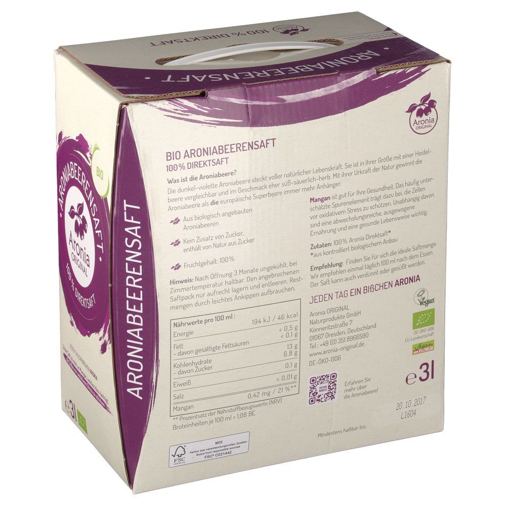 Bio-Aroniabeerensaft 100% Direktsaft