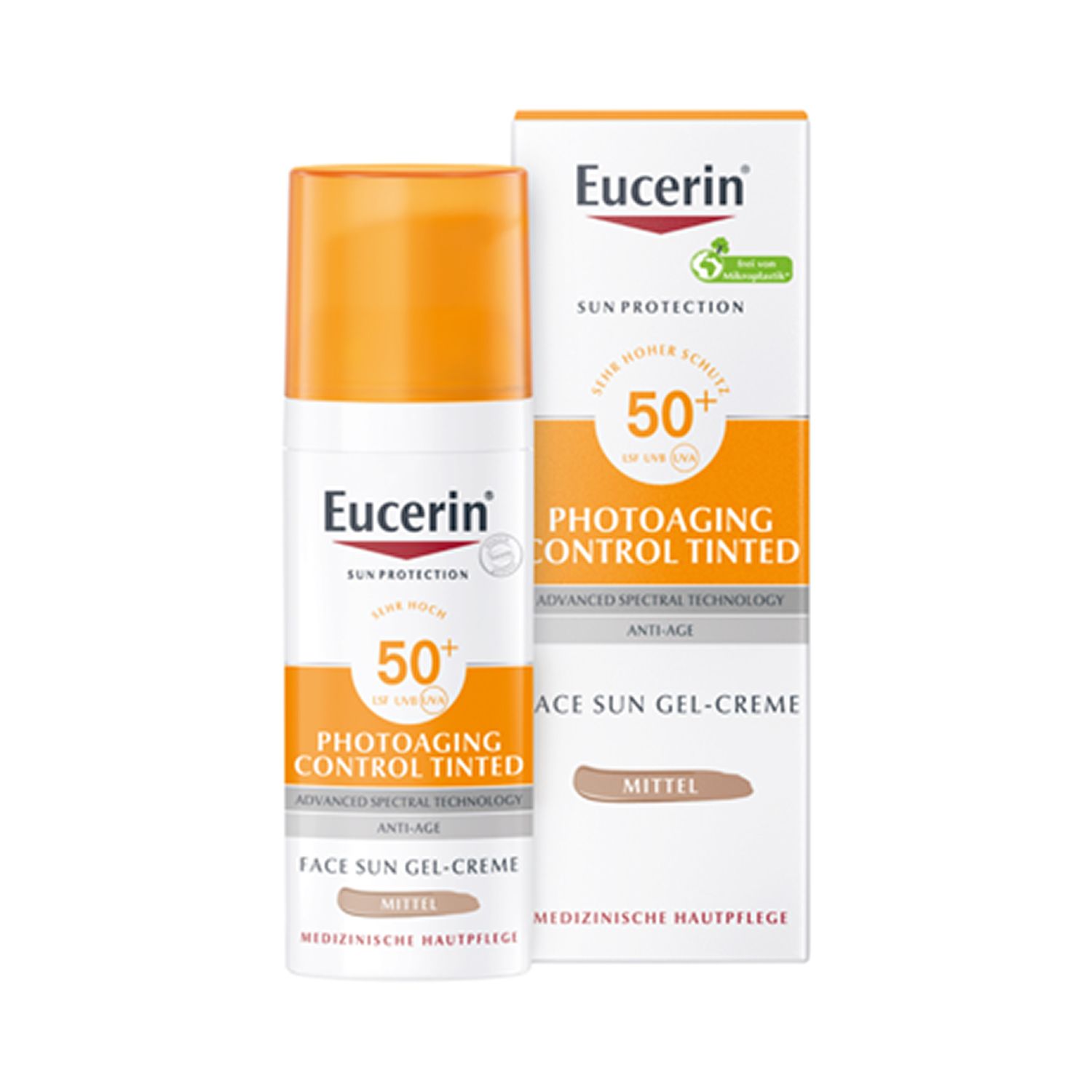 Eucerin® Photoaging Control Tinted Face Sun Gel Creme LSF 50+ – Anti Aging Sonnenschutzcreme für empfindliche Haut – Mittel