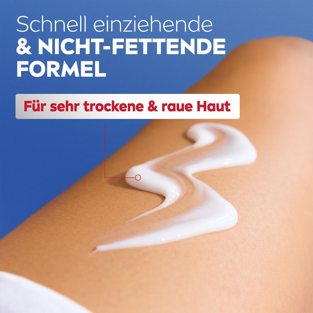 NIVEA Body Lotion Repair & Care appliquée sur la peau. Formule non grasse à absorption rapide pour peau très sèche.
