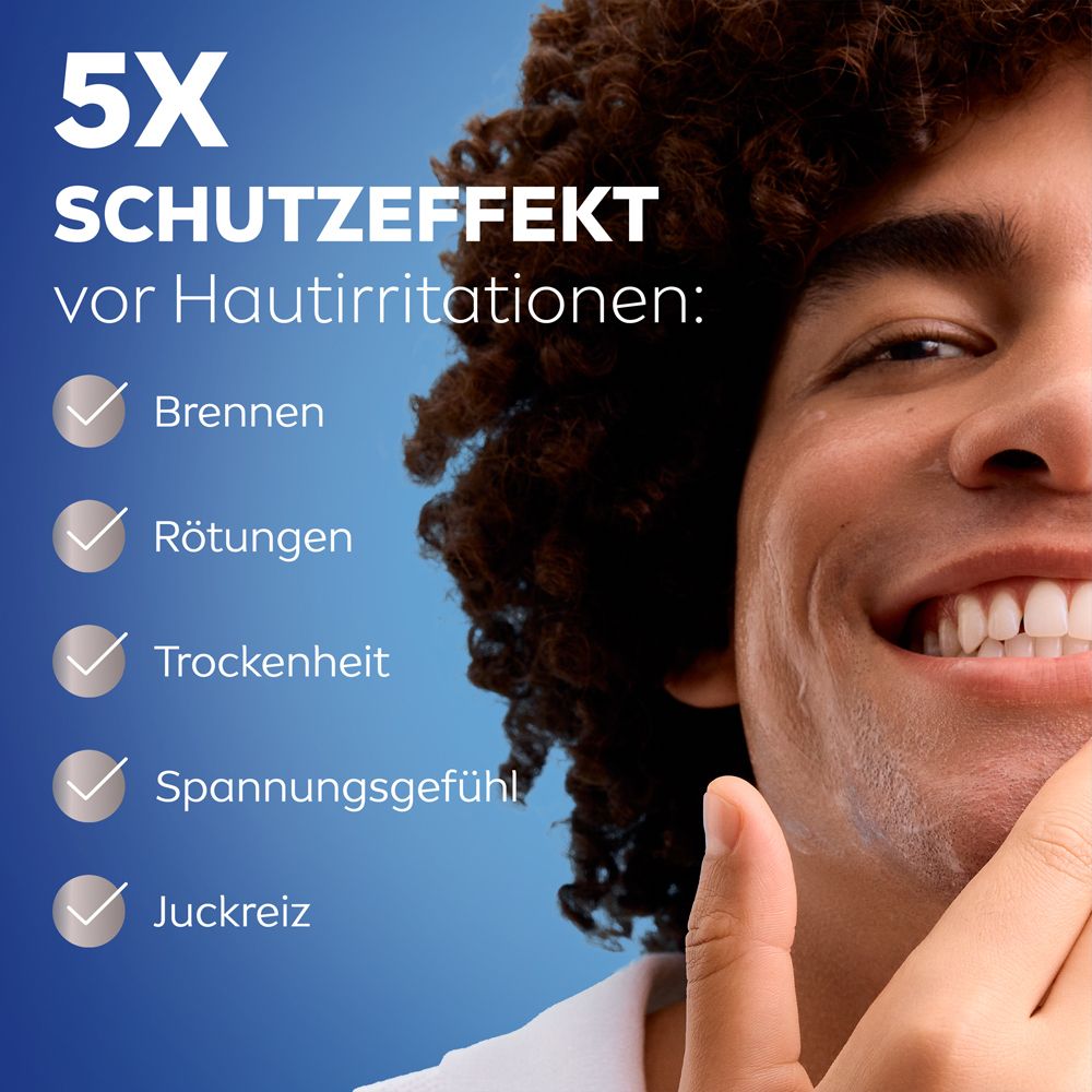Homme barbu, 5x effet protecteur contre irritations: brûlures, rougeurs, sécheresse, tiraillements, démangeaisons.