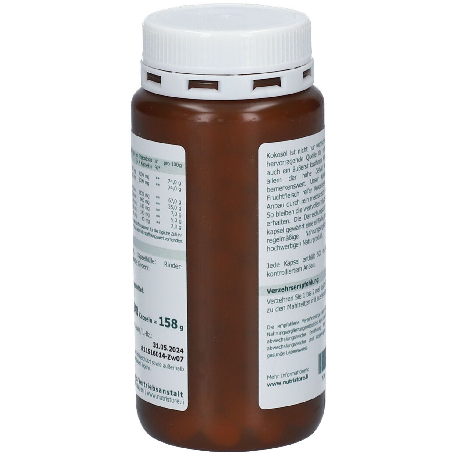 Capsules d'huile de noix de coco 500 mg