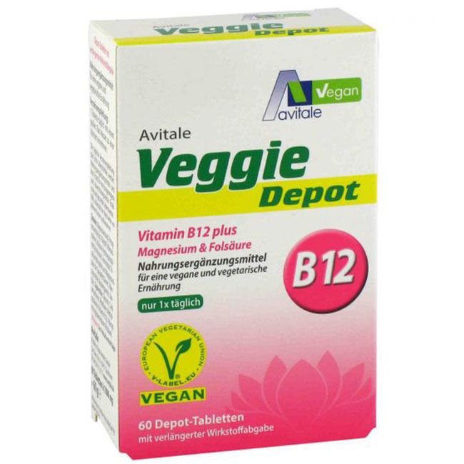 Avitale Veggie Depot Vitamine B12 plus Magnesium + Acide folique