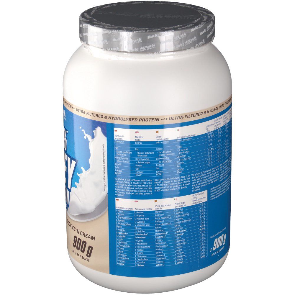 Body Attack 100 % Whey Protein Cookies´n Cream Pulver